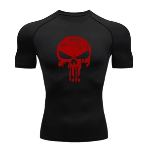 2026 Summer Breathable Comfortable <b>Skull</b> Print Fitness T-Shirt Men's Short Sleeve Quick-Drying Compression Shirt Jogging Wear - Product Image 2