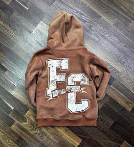 OEM personnalisé hommes vintage à capuche en éponge française surdimensionné lourd coton imprimé soleil délavé à l'acide sweat à capuche zippé - Product Image 6