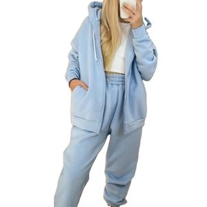 Conjunto de chándal con cremallera Chándales Mujer 2 piezas Casual Ladies Track Suits Bottoms Jogging Suits / 100% chándal de algodón - Product Image 2