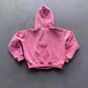 Fabricantes de ropa personalizada Sudadera lavada con ácido Sudadera con cremallera pesada de alta calidad Sudadera con capucha de gran tamaño Boxy recortada con cremallera completa - Product Image 2