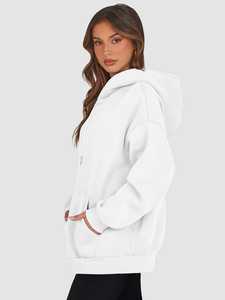 Sudaderas con Capucha Casuales de Moda para Mujer, Tallas Grandes, OEM, Logotipo Personalizado, Felpa, Color Sólido, Antibolitas, Transpirables - Product Image 3