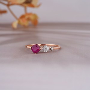 Anillo de Plata de Ley 925 chapado en oro de 14 quilates, rubí Rosa natural, joyería de piedras preciosas para mujer, regalo para amor para fiestas IGI - Product Image 4