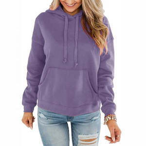 Sweats à capuche décontractés à manches longues pour femmes, taille américaine, hauts pullover solides et légers, sweat-shirt ample avec poche - Product Image 1