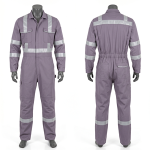 Combinaison de sécurité réfléchissante en sergé de polycoton gris premium 245 GSM, vêtements de travail industriels, logo personnalisé - Product Image 1