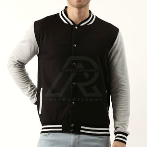 Veste Letterman pour hommes sur mesure de haute qualité 100% coton respirant séchage rapide col montant décontracté 280g pour l'automne et l'hiver - Product Image 1