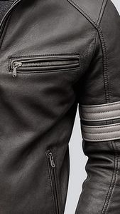 100% แจ็คเก็ตหนังวินเทจคุณภาพสูงสำหรับผู้ชาย, เสื้อโค้ทอบอุ่นปกซิปปิดสำหรับสวมใส่ทุกวันในฤดูหนาว - Product Image 3