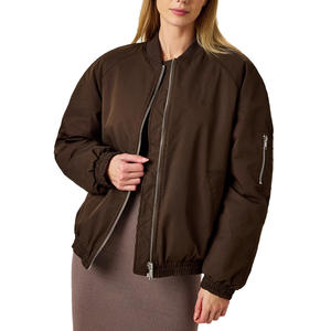 Manteau de bombardier matelassé élégant pour dames tissé avec poignets côtelés teints respirant pour une tenue décontractée au printemps et en automne - Product Image 1