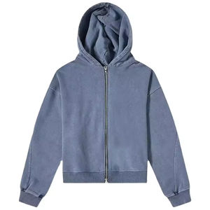 Sudadera con Capucha para Hombre, Estilo Vintage, con Cierre, 500 Gsm, Felpa Cepillada, Unisex, Lisa, Básica, con Cremallera, Mezcla de Algodón - Product Image 1