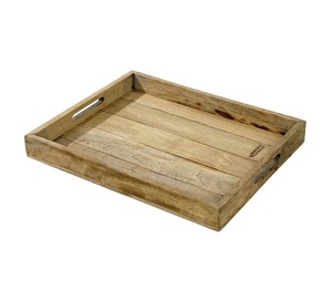 Plateau en bois fait main rectangulaire de couleur naturelle avec poignée pour la décoration de restaurant et de maison-Directement du fabricant et du fournisseur - Product Image 1