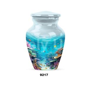 Vibrante arrecife de coral submarino-Recuerdo para cenizas-Urna de cremación para adultos para cenizas humanas Urna de 3 pulgadas con bolsa de terciopelo gratis - Product Image 1