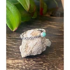 Navajo Handmade Turquoise Sterling <b>Silver</b> Rope <b>Ring</b> Size 6.75-Natural Gemstone Fine Jewelry for <b>Men</b> - Product Image 3