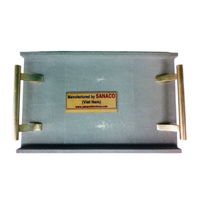 Plateau décoratif en fausse galuchat SHAGREEN DE RÉSINE avec poignée en acier inoxydable or brossé pour Table basse Table Console - Product Image 5