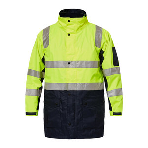 Chaqueta de seguridad de alta visibilidad para hombre, poliéster con cinta reflectante, ropa de trabajo, abrigo de cordura de alta visibilidad para carretera y obra. - Product Image 1