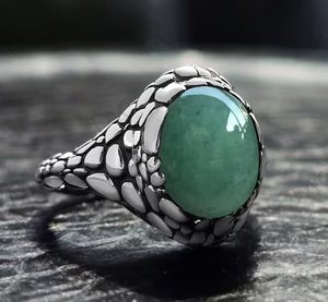 Bague en argent sterling 925 massif de forme ovale avec pierre de fraise, design unique, cadeau pour anniversaire, mariage, fête, design turc pour femmes - Product Image 1