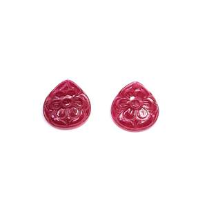 Rubis naturel de Bangkok, pierres précieuses en vrac de luxe, 26,58 carats, poires sculptées en forme de fleur, coupe hexagonale fine, rouge, gris, rose, traitées thermiquement, certifiées IGI - Product Image 1