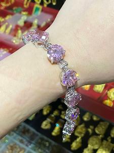 Vintage Round Cut Pink Sapphire Link <b>Bracelet</b> In 925 Sterling Silver Elegant Handmade 7 Inch Gemstone Jewelry - Product Image 2