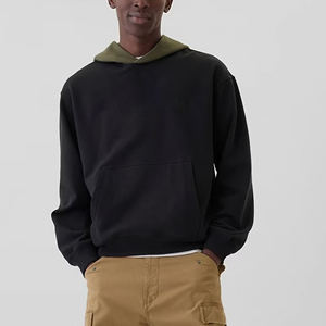 Sweat-shirt à capuche épais pour homme, 100% coton, poids lourd, fermeture éclair, doublé, logo imprimé personnalisé, épaules tombantes, automne - Product Image 1