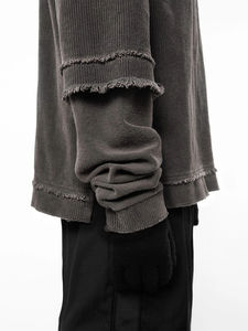 Custom Logo Print Graphic Sweatshirt Distressed Oversized Men's Crewneck acid washed out hoody <b>jumper</b> sweater For Men's - Product Image 4