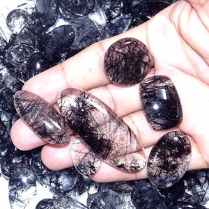 ควอตซ์พลอยเจียระไนแบบหลวม AAA + พลอยสังเคราะห์สีดำธรรมชาติคุณภาพสูงพลอยเจียระไนแบบหลวมสำหรับการทำเครื่องประดับ - Product Image 3