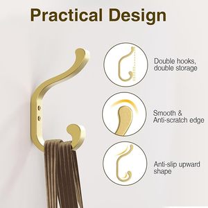 Large Aluminium Wall <b>Hook</b> Coats Purse Hat Cap and Bathroom <b>Towel</b> Hanging Rail with Wall Mount Screw in <b>Hooks</b> - Product Image 3