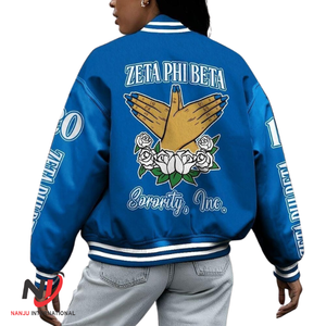 เสื้อแจ็คเก็ตปักลาย Zeta Phi Beta Sorority สำหรับผู้ชาย |   เสื้อแจ็คเก็ตวาร์ซิตี้แบบสั่งทำพิเศษ ระบายอากาศได้ดี กันลม สำหรับฤดูหนาว ทำจากผ้าขนสัตว์ - Product Image 5