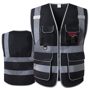 100% Polyester vestes vêtements de travail haute visibilité haute visibilité gilets de sécurité veste de sécurité couleur noire Logo personnalisé gilet de travail pour hommes - Product Image 1