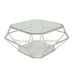 Mesa Consola de Acero Inoxidable con Tapa de Madera, Forma Cuadrada, Estilo Lujoso, Diseño Moderno, Mesa Decorativa Encajable - Product Image 2