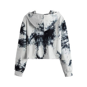 Sudadera corta con capucha de manga larga y forro polar de algodón de Color sólido personalizada para mujer - Product Image 6