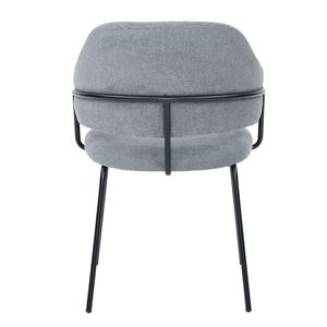 <span class=keywords><strong>Chaise</strong></span> de salle à manger nordique rembourrée en tissu avec dossier en forme de baril, accoudoirs et pieds en métal pour la maison, la cuisine et le salon - Product Image 2