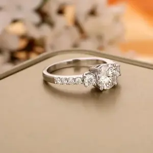 925 Sterling Silver Women's Wedding <b>Ring</b> Rose <b>Gold</b> Plated Gorgeous Cut Moissanite for Engagement Anniversary Party-<b>Vintage</b> - Product Image 5