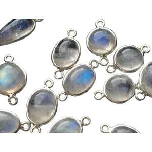 สินค้ามาใหม่925เงินสเตอร์ลิง8x10มม. หินมูนสโตนธรรมชาติตั้งค่าฝาแบบตัวเชื่อมต่อคู่ที่มีเสน่ห์เครื่องประดับ - Product Image 5