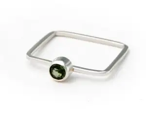 녹색 전기석 하이드로 탄생석 보석 미니멀리스트 수제 반지