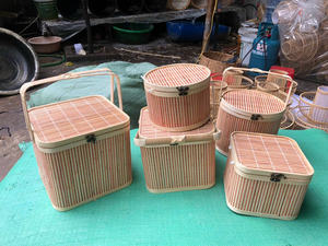 Boîte cadeau en bambou tressé faite à la main de haute qualité avec couvercle, belle décoration tissée pour les mariages et les cadeaux, BOÎTE CADEAU - Product Image 6