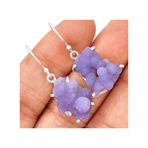Hermosos pendientes de piedras preciosas de ágata de uva de plata de ley sólida 925, joyería hecha a mano para proveedor mayorista, joyería ODM OEM - Product Image 1