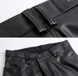 2023 Pantalones de cuero informales de alta calidad con estampado de logotipo personalizado para hombre Patrón recto de cintura media con botón Fly OEM ODM - Product Image 6