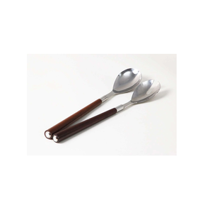 Fourchette en laiton à long manche faite à la main en acier inoxydable cuillère salald vaisselle service à salade cuillère design royal manche en bois - Product Image 3