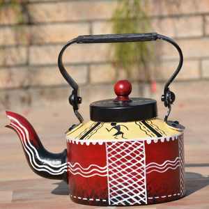 High Quality Fancy European Style Coffee Creamer <b>Kettle</b> Enamel Coating Wooden Metal Handle 1.5L Capacity Eco-Friendly Recyclable - Product Image 1