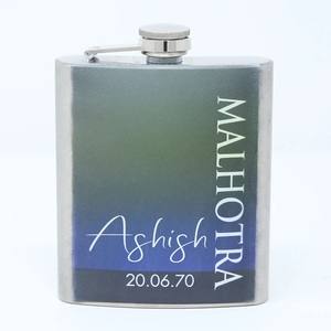 Flasque portable en acier inoxydable avec logo personnalisé Capacité de 8oz Bouteille de vin de whisky alcoolisé pour homme avec poche pour voyage et bar - Product Image 4