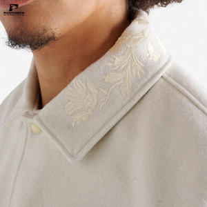 แจ็กเก็ตเบสบอลขนสัตว์สีขาววินเทจใส่ได้ทั้งชายและหญิงสไตล์ฤดูหนาวมีฮู้ดปักด้วยกำมะหยี่ขนาดพิเศษ - Product Image 5