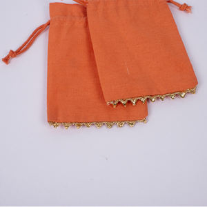 Recipiente de joyería biodegradable de algodón naranja hecho a mano con logotipo personalizado, embalaje de regalo con cordón indio para organizar joyas - Product Image 6