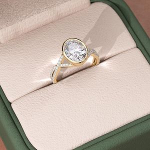 Tige torsadée élégant 2.00CT taille ovale laboratoire cultivé diamant Solitaire bague 14K or bijoux de fiançailles charme cadeau pour les copines - Product Image 3
