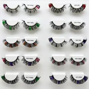 2022 new Luminous Dramatic glitter colored lashes russian volume faux mink strip lashes party sequins false eyelashes