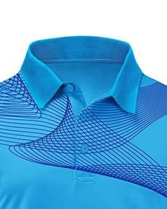 Camiseta Polo Azul Cielo Personalizada para Hombre, Manga Corta, Estampado de Líneas Abstractas, Absorbe la Humedad, Poliéster Piqué, Informal, para Golf y Deportes - Product Image 4