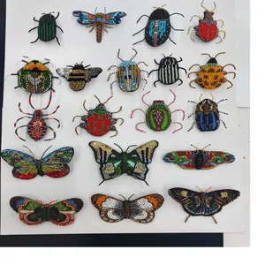 custom hand made embroidered animal, insect and butterfly theme patches ideal for clothing designers and ideal for resale