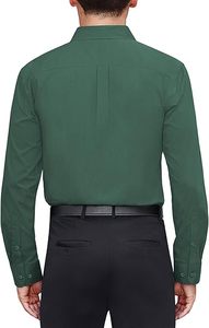 Chemises habillées pour hommes en coton 100% uni, séchage rapide, coupe ajustée, manches longues, logo personnalisé, services OEM, respirantes, écologiques, de haute qualité - Product Image 2