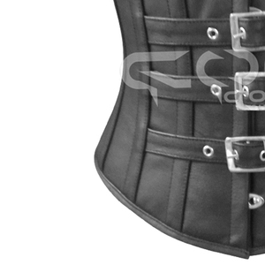Punk Rock Style Black Leather Breathable High Compression Firm Control Underbust Corset Women's Fashion Wear Supplier - Product Image 2