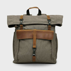 Genuine Leather Canvas Luxury Eco-Friendly <b>Large</b> Capacity Durable Travel School Laptop <b>Backpack</b> Factory LCBP-0115 - Product Image 6