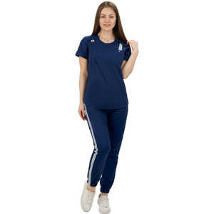 Uniforme d'infirmière à manches courtes décontracté pour femmes personnalisé ensemble de gommage médical extensible en tissu de jersey pour les hôpitaux et les cliniques - Product Image 4