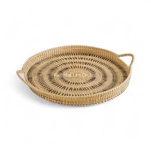 Bandeja de Ratán de Diseño Flexible Estilo Bohemio Hecha a Mano con Ratán Natural para Servir y Uso Diario en el Hogar - Product Image 1