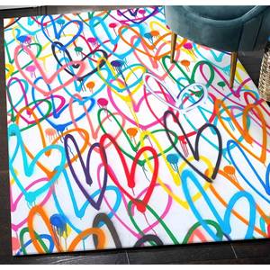 Tapis Cœurs Colorés, Tapis Imprimé Tendance, Cadeau Moderne pour Chambre d'Enfant, Tapis Doux à Poils Longs - Product Image 4